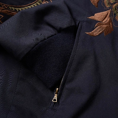 Shop Dries Van Noten Reversible Embroidered Bomber Jacket In Blue