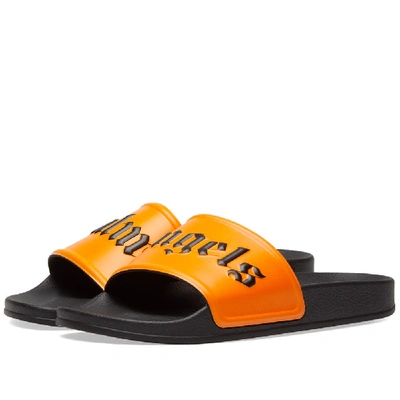 Shop Palm Angels Logo Pool Slider In Orange