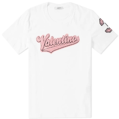 Shop Valentino Collegiate Logo Tee In White