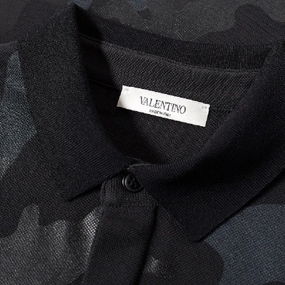 Shop Valentino Metallic Overprinted Camo Polo In Black