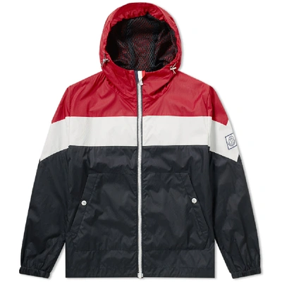 Shop Moncler Gamme Bleu Tricolour Hooded Jacket In Red