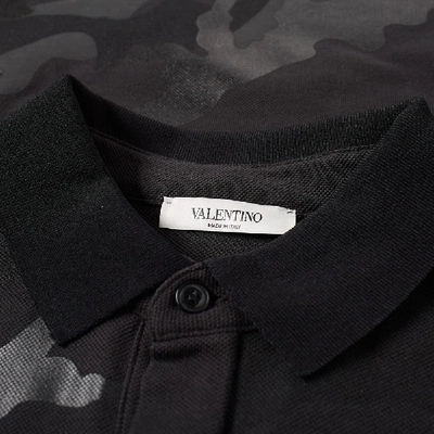 Shop Valentino Overprinted Camo Polo In Black
