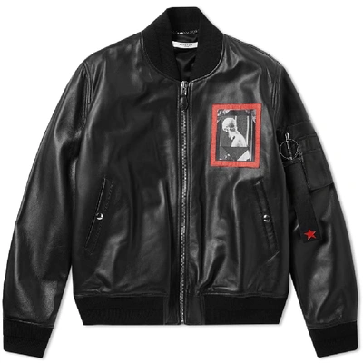 Shop Givenchy Romantic Patch Leather Ma1 Jacket In Black