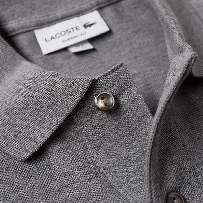 Shop Lacoste Long Sleeve Polo In Grey