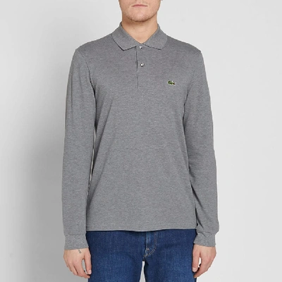 Shop Lacoste Long Sleeve Polo In Grey