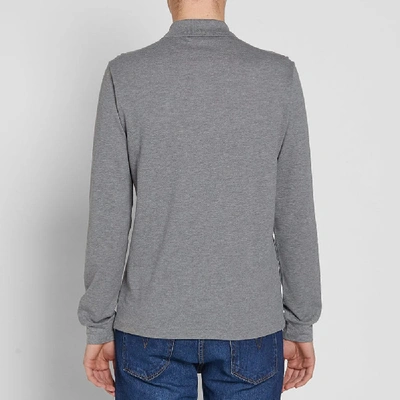 Shop Lacoste Long Sleeve Polo In Grey