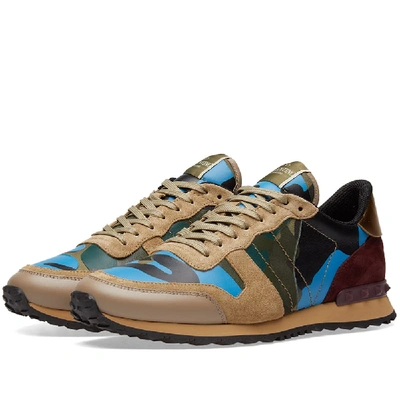 Shop Valentino Colour Camo Leather Rockrunner Sneaker In Multi