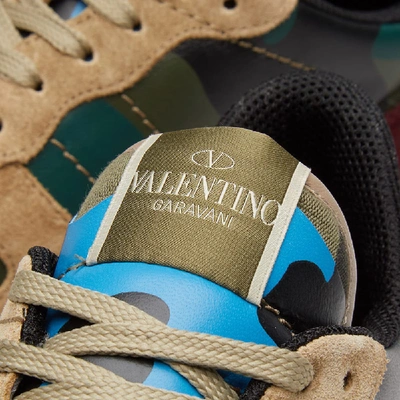 Shop Valentino Colour Camo Leather Rockrunner Sneaker In Multi