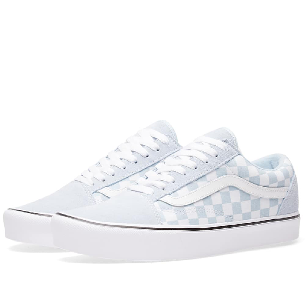 vans old skool light blue checkerboard trainers