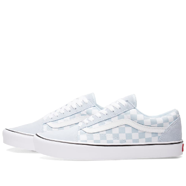 vans old skool light blue checkerboard trainers
