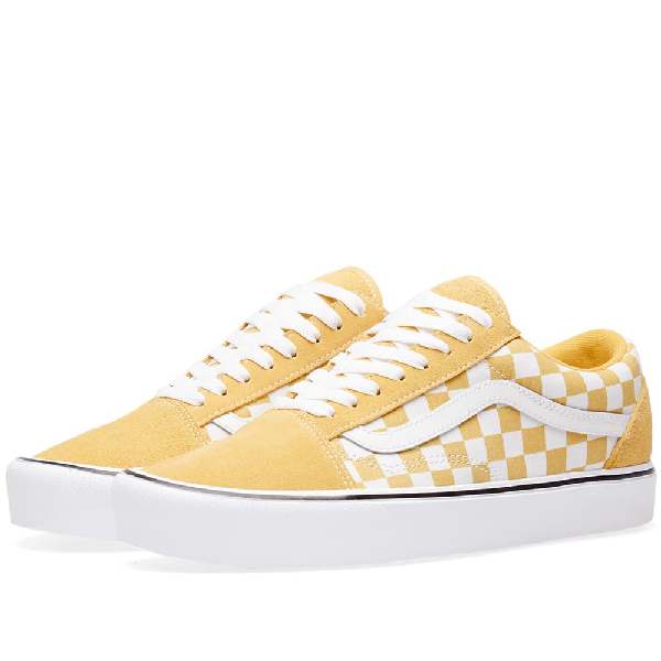 vans old skool checkerboard yellow stripe