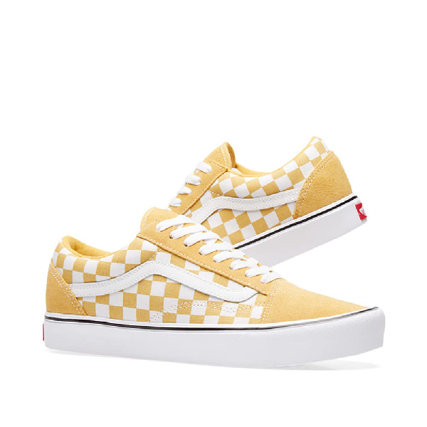 yellow checkered lace up vans