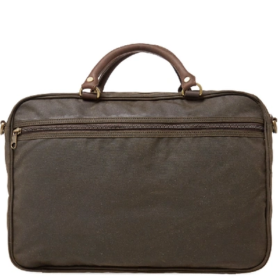 Shop Barbour Wax Leather Briefcase In Green