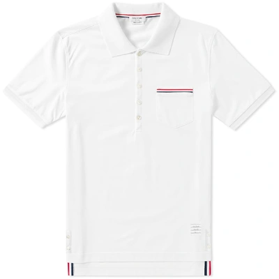 Shop Thom Browne Mercerised Pique Pocket Polo In White