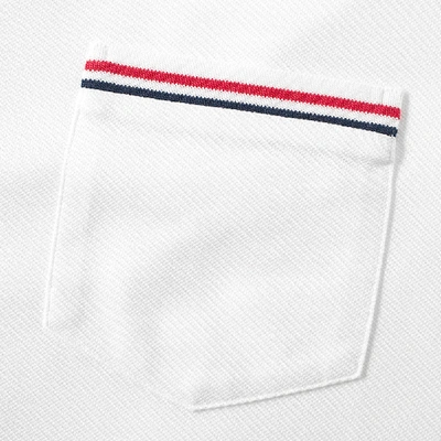 Shop Thom Browne Mercerised Pique Pocket Polo In White