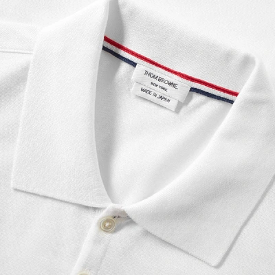 Shop Thom Browne Mercerised Pique Pocket Polo In White