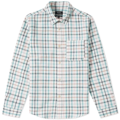Shop Apc A.p.c. Trevor Check Shirt In Blue