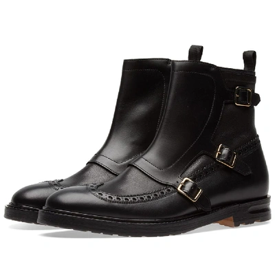 Shop Alexander Mcqueen Biker Brogue Boot In Black