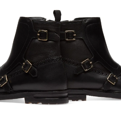 Shop Alexander Mcqueen Biker Brogue Boot In Black