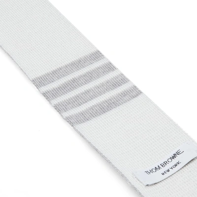 Shop Thom Browne Stripe Knit Tie In Grey