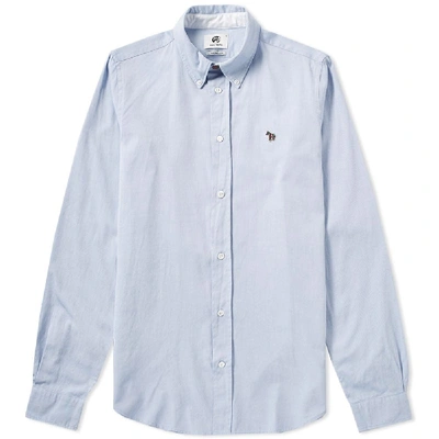 Shop Paul Smith Button Down Zebra Oxford Shirt In Blue
