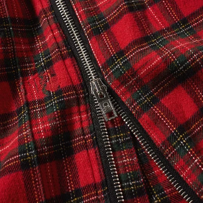 Shop Mastermind Japan Mastermind World Damaged Skull Check Flannel Shirt In Red