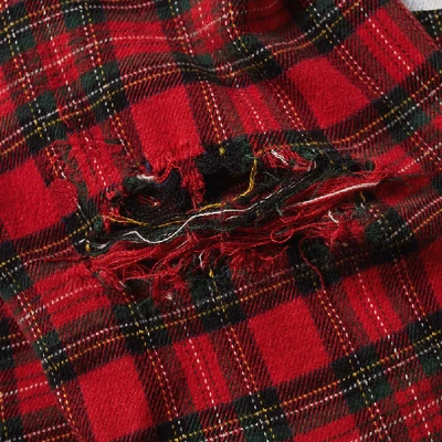 Shop Mastermind Japan Mastermind World Damaged Skull Check Flannel Shirt In Red
