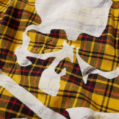 Shop Mastermind Japan Mastermind World Damaged Skull Check Flannel Shirt In Yellow