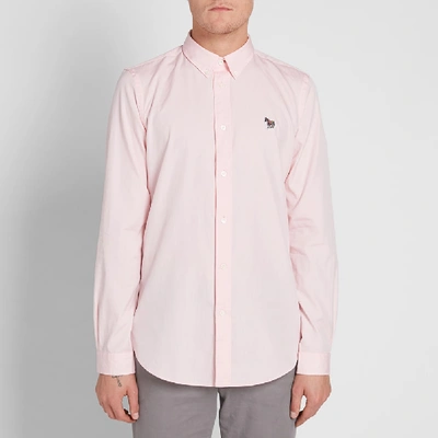 Shop Paul Smith Button Down Zebra Oxford Shirt In Pink