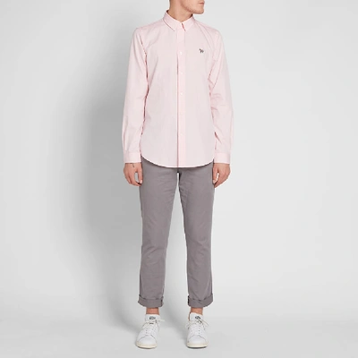 Shop Paul Smith Button Down Zebra Oxford Shirt In Pink