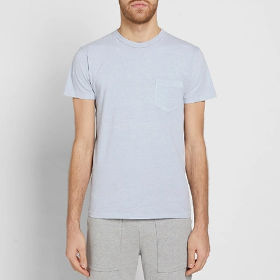 Shop Velva Sheen Pigment Dyed Pocket Tee In Blue