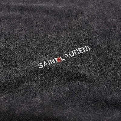 Shop Saint Laurent Destroyed Archive Logo Tee In Black