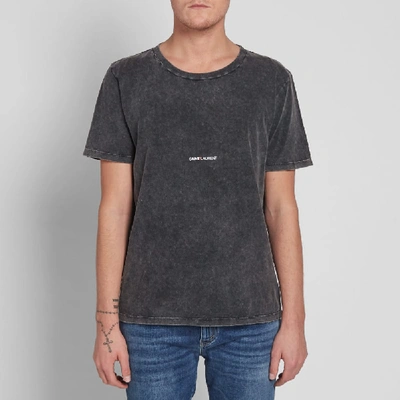 Shop Saint Laurent Destroyed Archive Logo Tee In Black