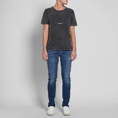 Shop Saint Laurent Destroyed Archive Logo Tee In Black