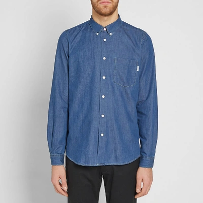 Shop Paul Smith Tailored Fit Button Down Denim Shirt In Blue