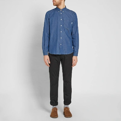 Shop Paul Smith Tailored Fit Button Down Denim Shirt In Blue