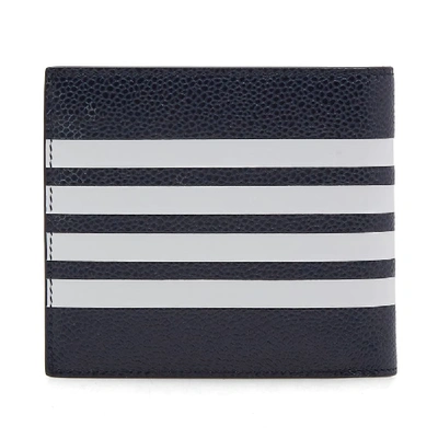 Shop Thom Browne Four Bar Leather Wallet In Blue