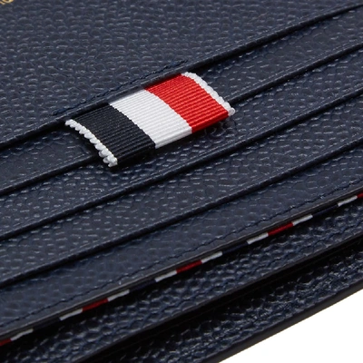 Shop Thom Browne Four Bar Leather Wallet In Blue