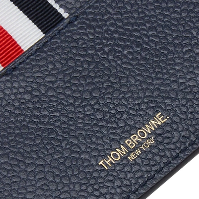 Shop Thom Browne Four Bar Leather Wallet In Blue