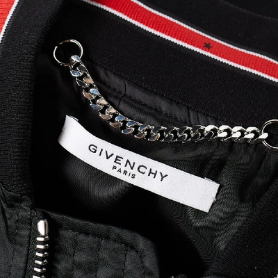 Shop Givenchy Star Tape Leather Patch Bomber Jacket In Black