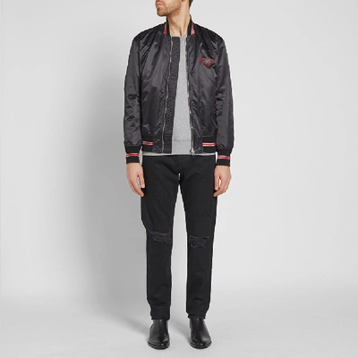 Shop Givenchy Star Tape Leather Patch Bomber Jacket In Black