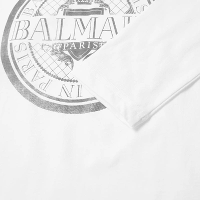 Shop Balmain Circle Logo Lightweight Hoody In White