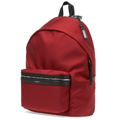 Shop Saint Laurent Canvas City Backpack In Red