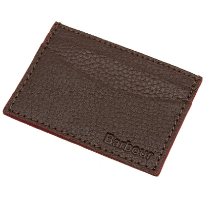Shop Barbour Grain Leather Card Holder In Brown