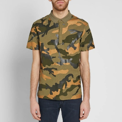 Shop Valentino Metallic Overprinted Camo Polo In Green