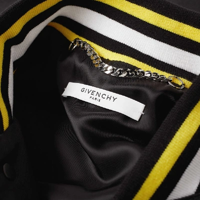 Shop Givenchy Leather Sleeve Patch Varsity Jacket In Black