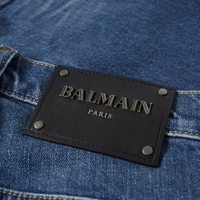 Shop Balmain Skinny Distressed Washed Biker Jean In Blue