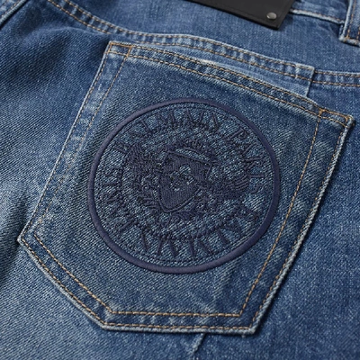 Shop Balmain Skinny Distressed Washed Biker Jean In Blue