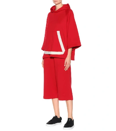 Shop Y-3 Cropped Cotton Trackpants In Red