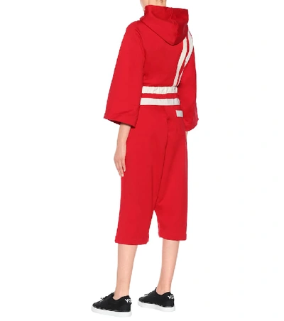 Shop Y-3 Cropped Cotton Trackpants In Red